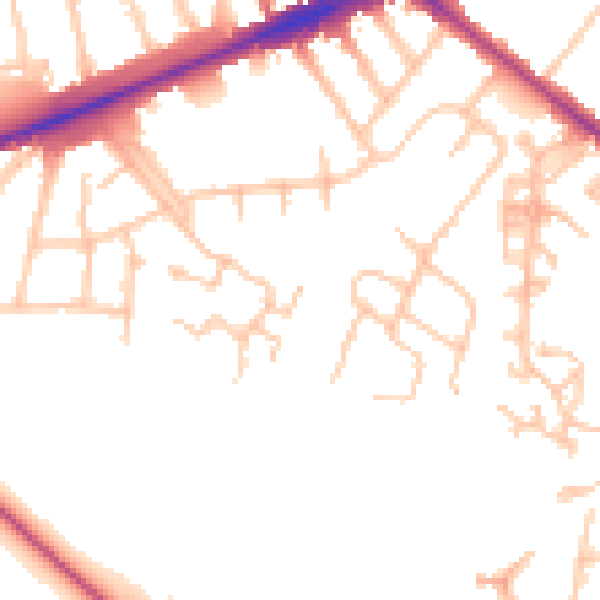Daytime road noise heatmap for TW14 8SE