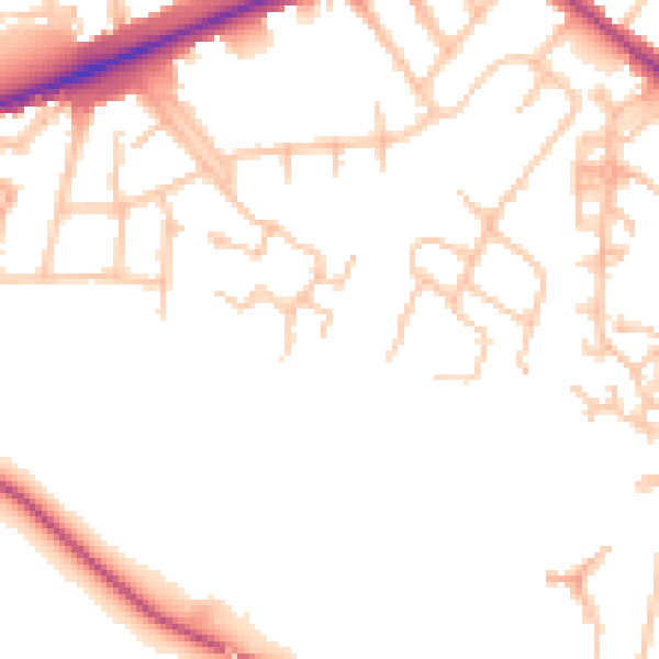 Daytime road noise heatmap for TW14 8SF