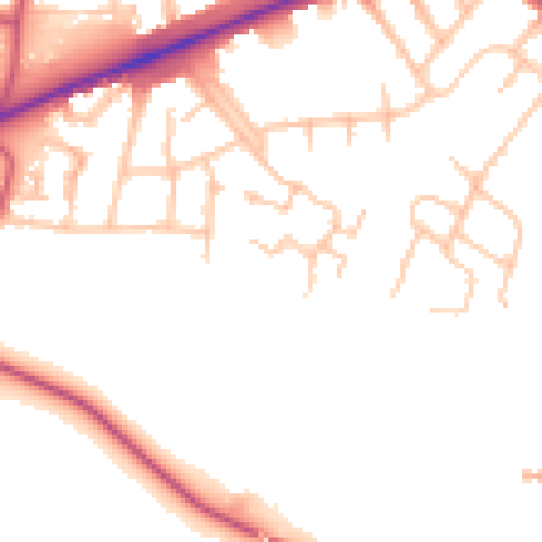 Daytime road noise heatmap for TW14 8SG