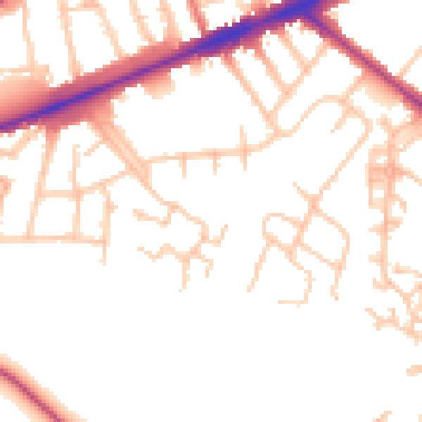 Daytime road noise heatmap for TW14 8SN