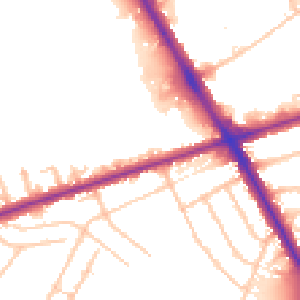 Daytime road noise heatmap for TW14 9EG