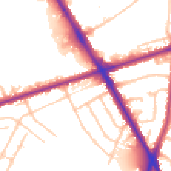 Daytime road noise heatmap for TW14 9LZ