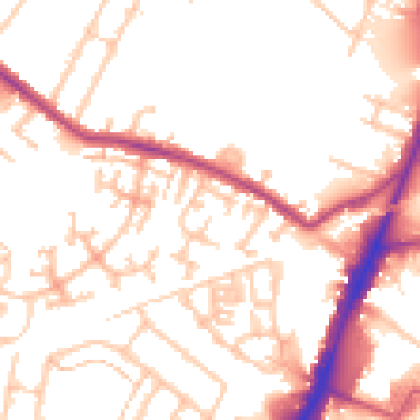 Daytime road noise heatmap for TW14 9ND
