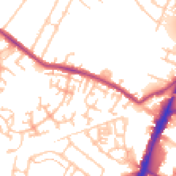 Daytime road noise heatmap for TW14 9NN