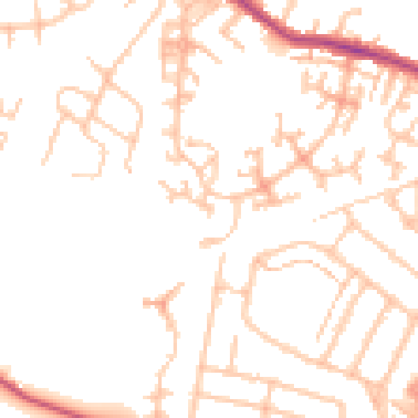 Daytime road noise heatmap for TW14 9QA