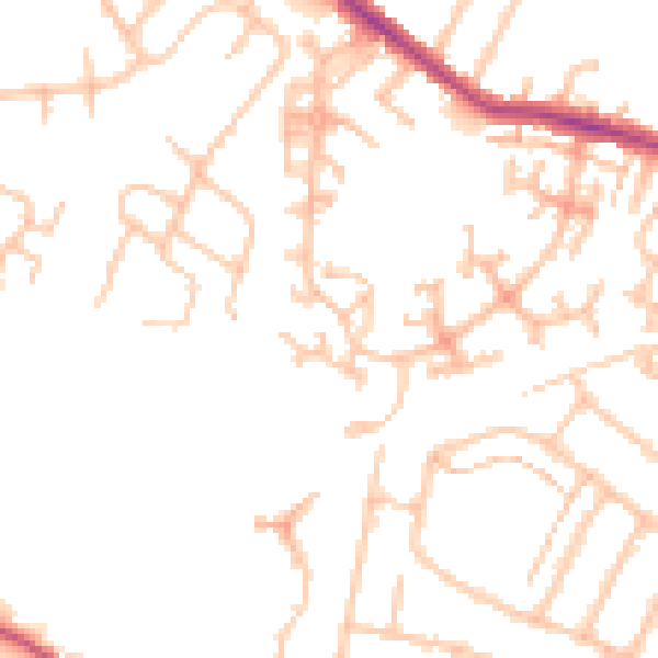 Daytime road noise heatmap for TW14 9QG
