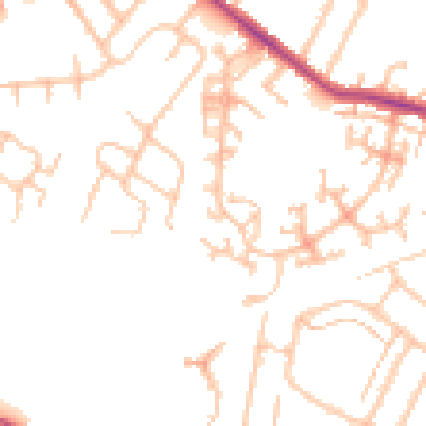Daytime road noise heatmap for TW14 9QJ