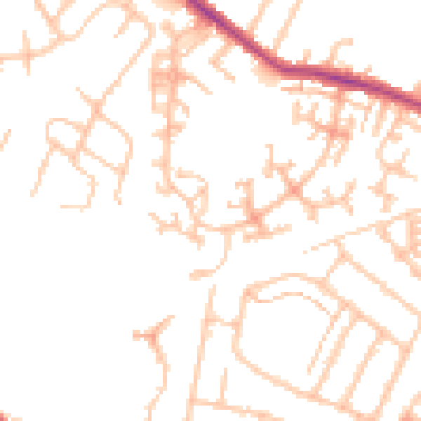 Daytime road noise heatmap for TW14 9QL
