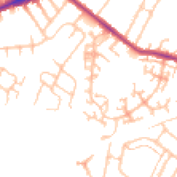 Daytime road noise heatmap for TW14 9QN