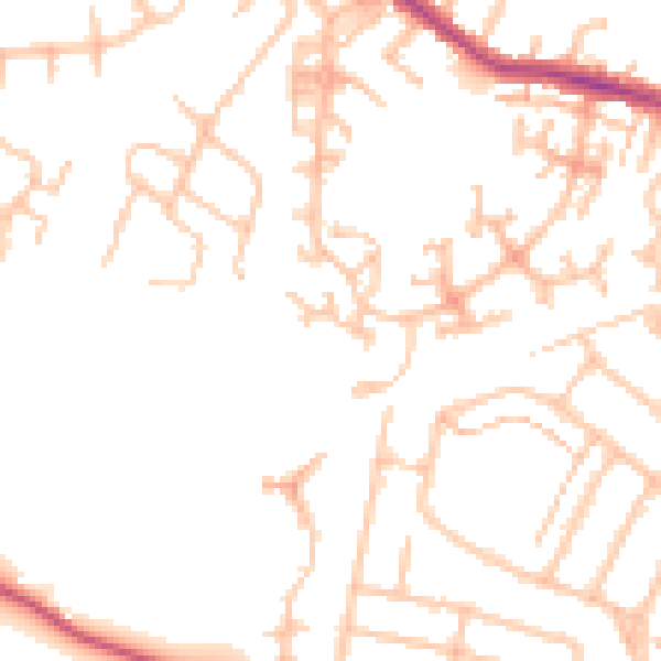 Daytime road noise heatmap for TW14 9QQ