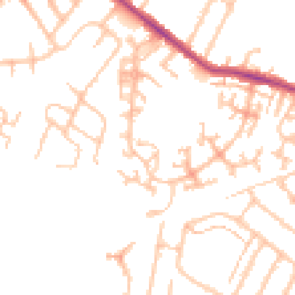 Daytime road noise heatmap for TW14 9QW