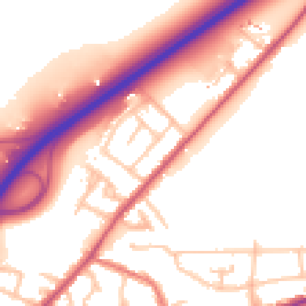 Daytime road noise heatmap for TW14 9RF