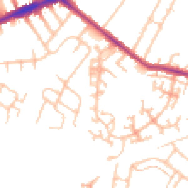 Daytime road noise heatmap for TW14 9RP