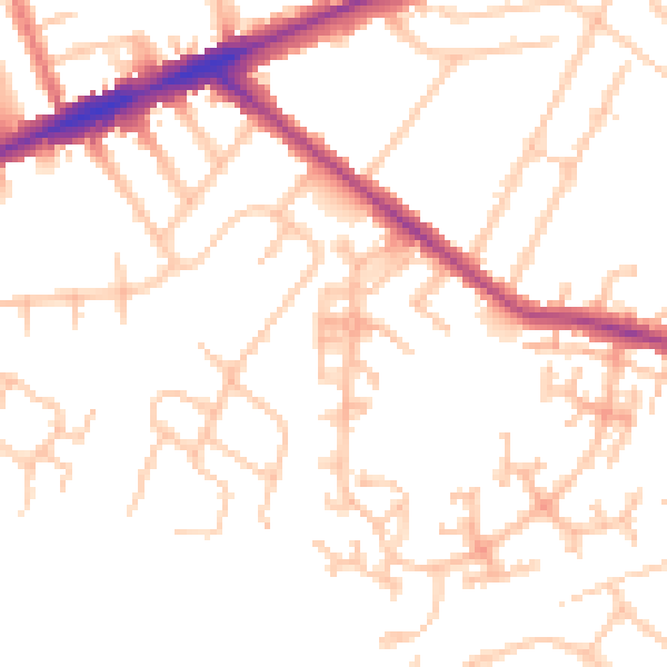 Daytime road noise heatmap for TW14 9RR