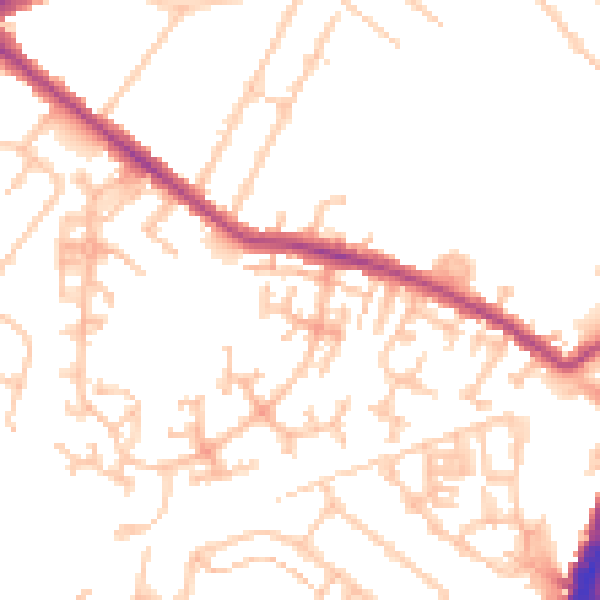 Daytime road noise heatmap for TW14 9XF