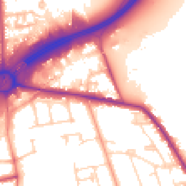 Daytime road noise heatmap for TW16 5AD