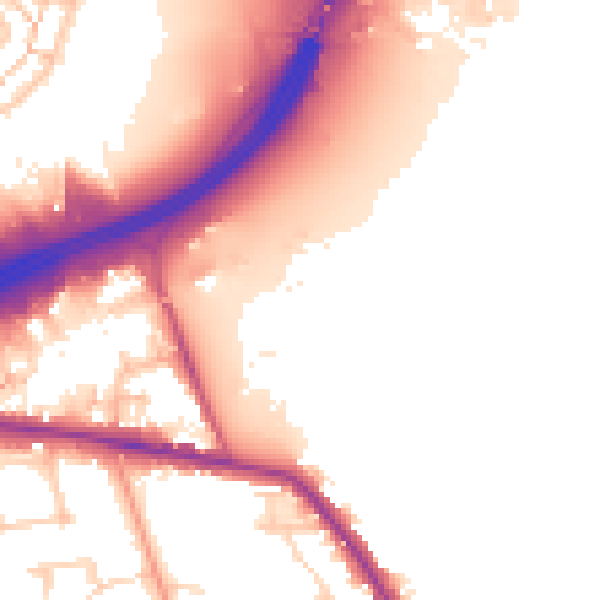 Daytime road noise heatmap for TW16 5AE