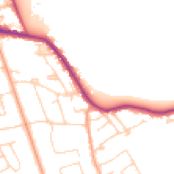 Daytime road noise heatmap for TW16 5AF
