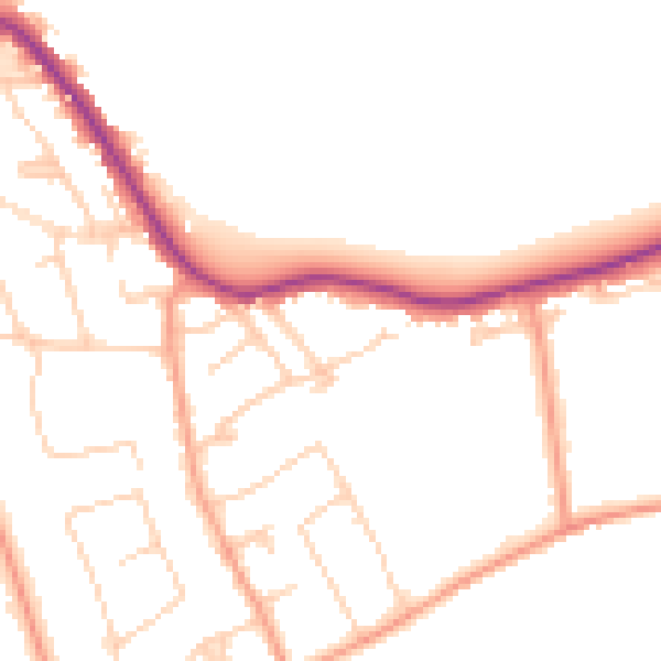 Daytime road noise heatmap for TW16 5AL