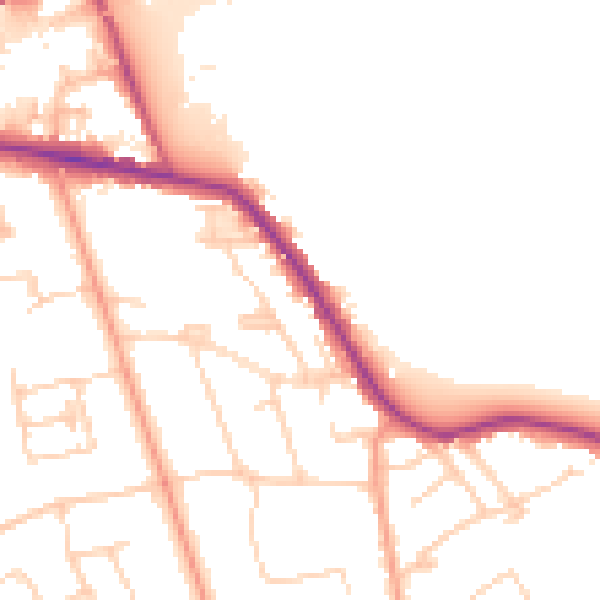Daytime road noise heatmap for TW16 5AN