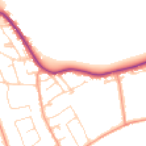 Daytime road noise heatmap for TW16 5AX