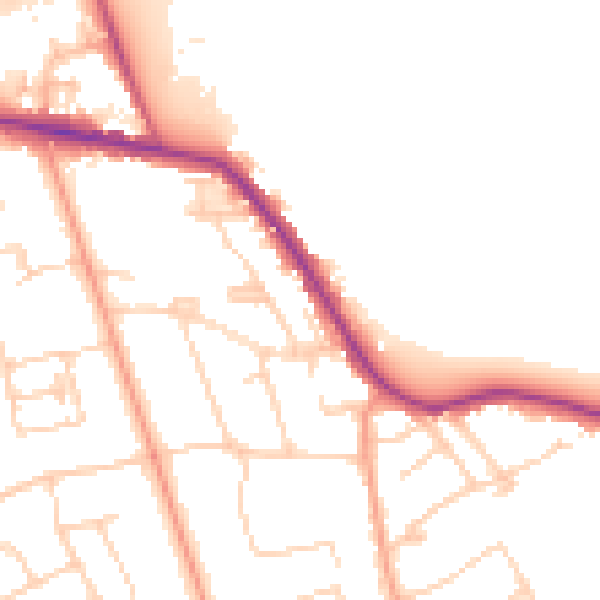 Daytime road noise heatmap for TW16 5AY