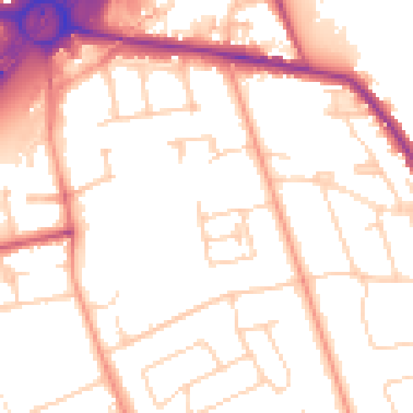 Daytime road noise heatmap for TW16 5BJ