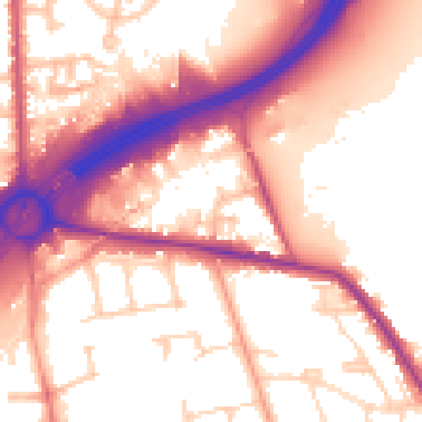 Daytime road noise heatmap for TW16 5BN