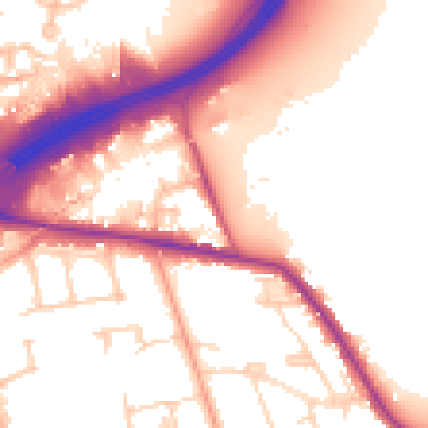 Daytime road noise heatmap for TW16 5BU