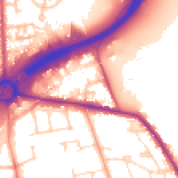 Daytime road noise heatmap for TW16 5BW