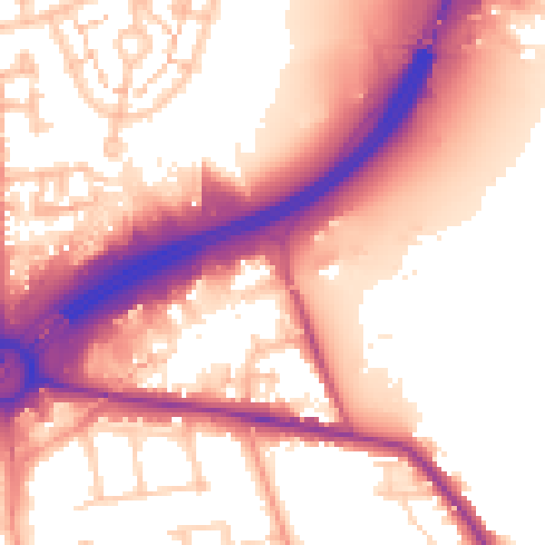Daytime road noise heatmap for TW16 5BX
