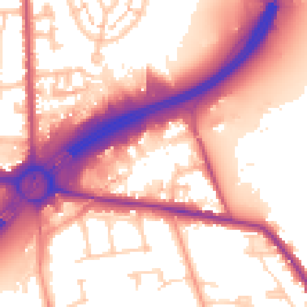 Daytime road noise heatmap for TW16 5DB