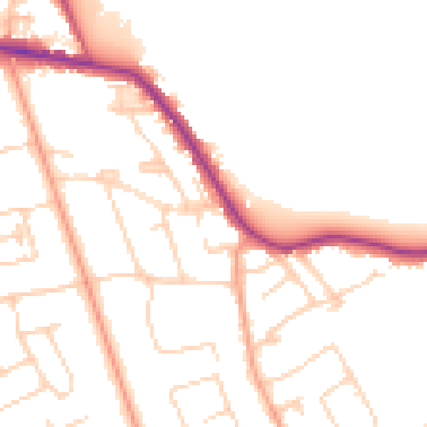 Daytime road noise heatmap for TW16 5DL