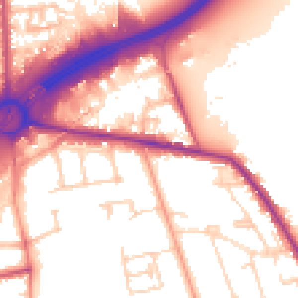 Daytime road noise heatmap for TW16 5DX