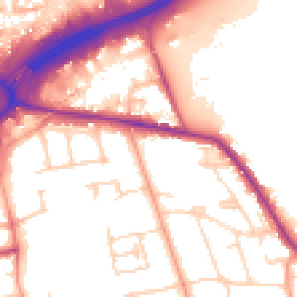 Daytime road noise heatmap for TW16 5DZ