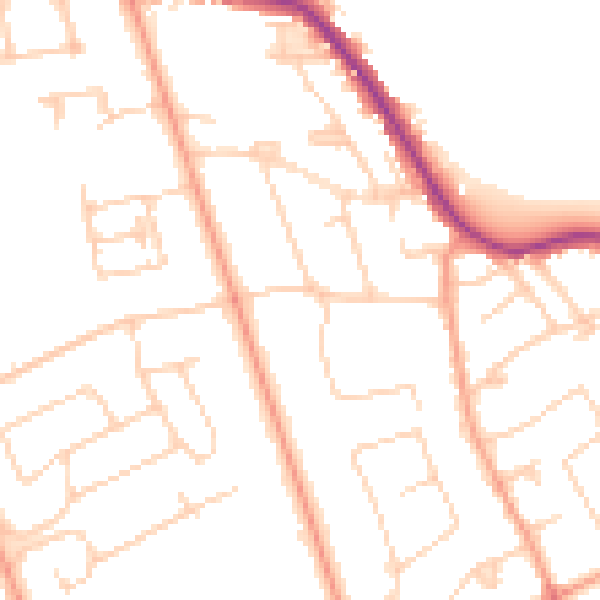 Daytime road noise heatmap for TW16 5EG