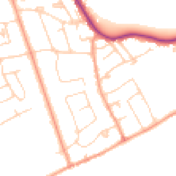 Daytime road noise heatmap for TW16 5HB