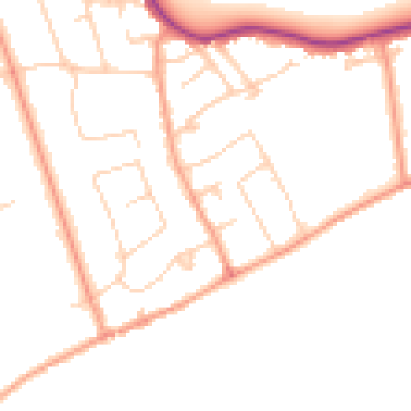 Daytime road noise heatmap for TW16 5JU