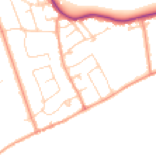 Daytime road noise heatmap for TW16 5JX