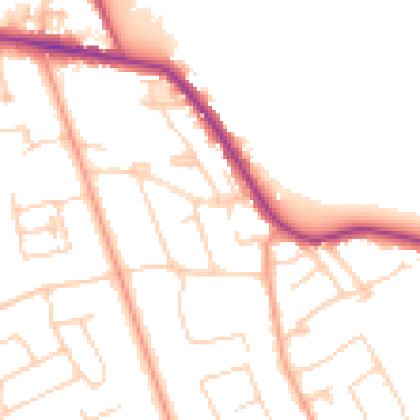 Daytime road noise heatmap for TW16 5LR