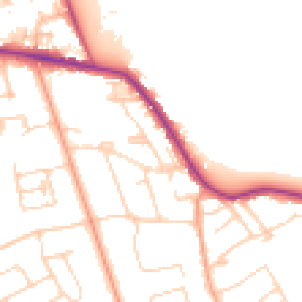 Daytime road noise heatmap for TW16 5ND