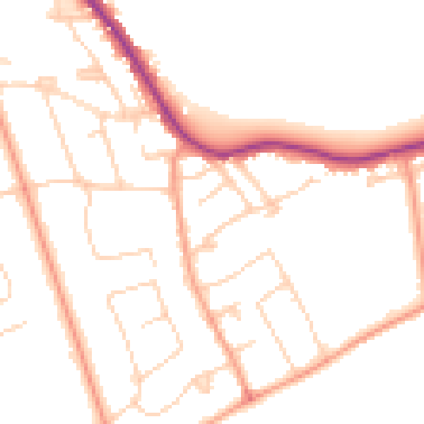 Daytime road noise heatmap for TW16 5NT