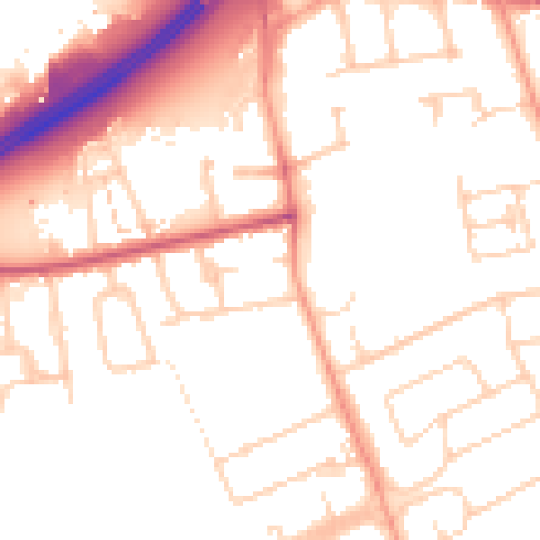 Daytime road noise heatmap for TW16 6QF