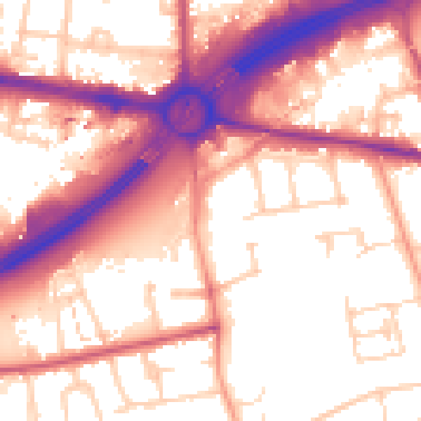 Daytime road noise heatmap for TW16 6QS