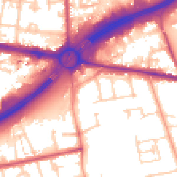 Daytime road noise heatmap for TW16 6RU