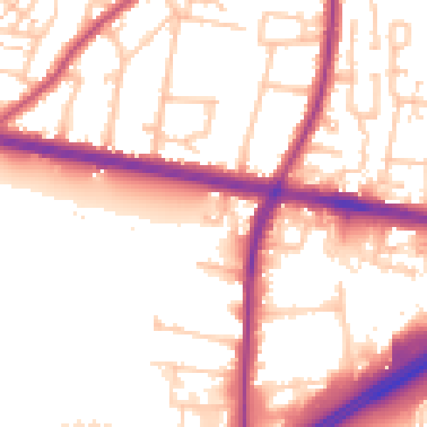 Daytime road noise heatmap for TW16 7BL