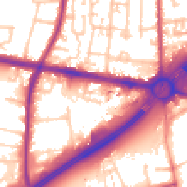 Daytime road noise heatmap for TW16 7DB
