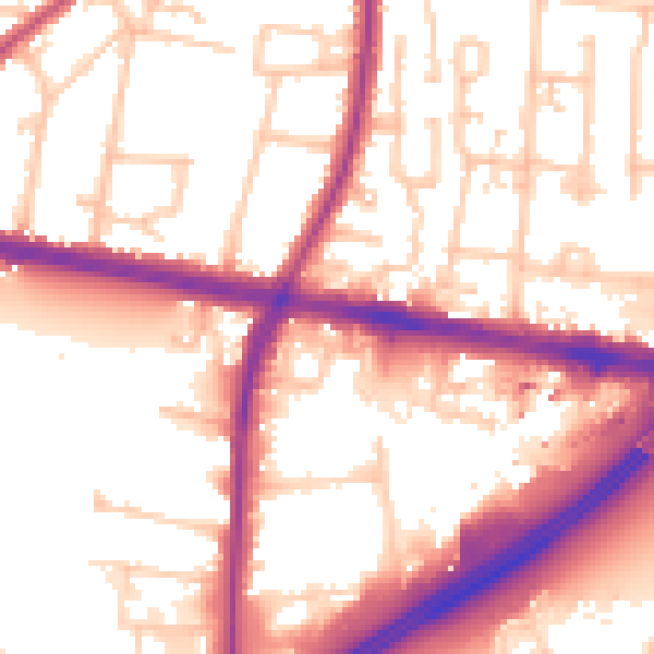 Daytime road noise heatmap for TW16 7DU