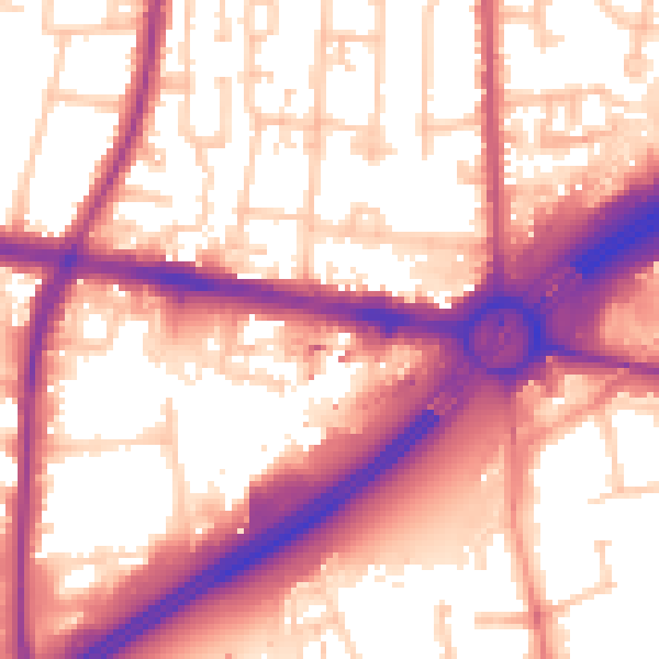 Daytime road noise heatmap for TW16 7DW