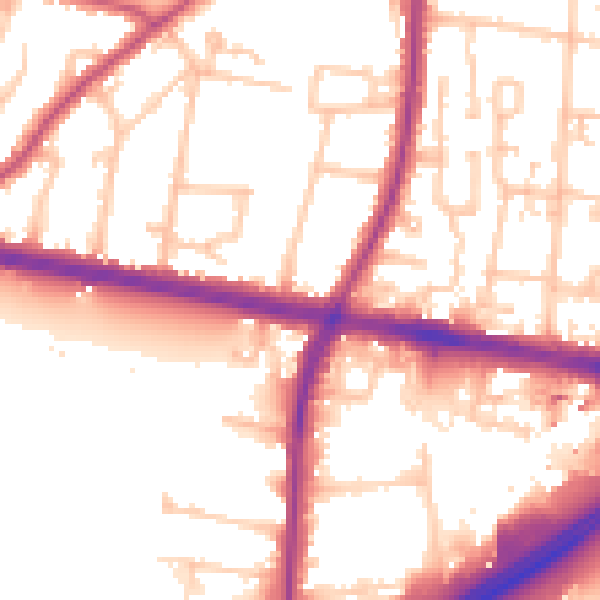 Daytime road noise heatmap for TW16 7ES